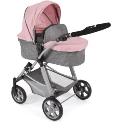 BAYER CHIC 2000 Kombi Puppenwagen NELE Melange Grau Rosa
