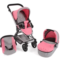 BAYER CHIC 2000 Kombipuppenwagen Fides 3 In 1 Melange Pink